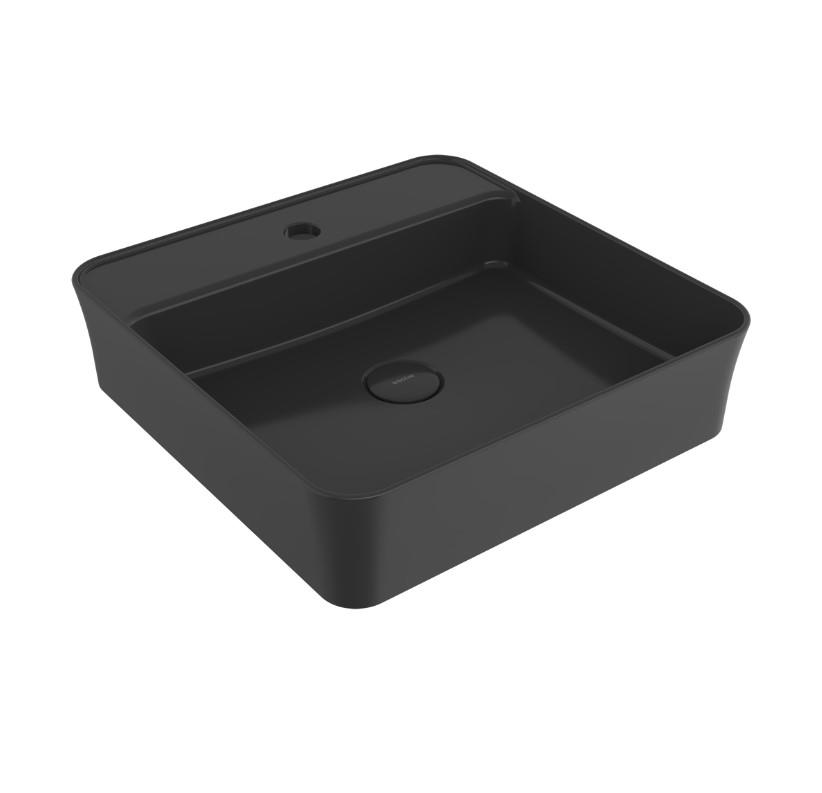 Bocchi Sottile Slim Line Kare Lavabo 45x45 cm Parlak Siyah