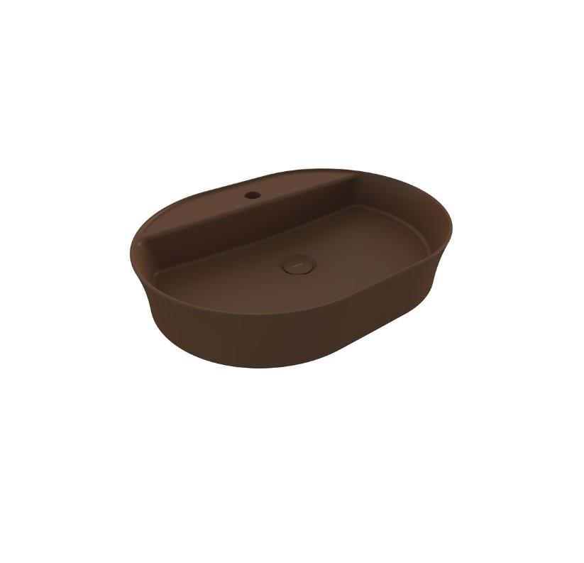Bocchi Sottile Slim Line Oval Batarya Banklı Lavabo 60x45 cm Mat Kahve