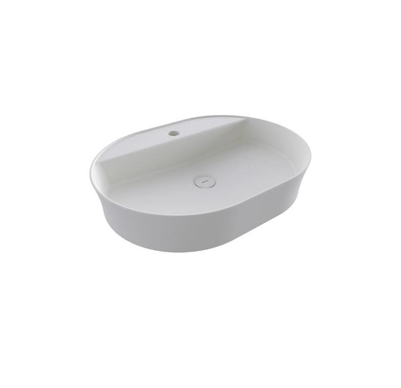 Bocchi Sottile Slim Line Oval Batarya Banklı Lavabo 60x45 cm Mat Beyaz