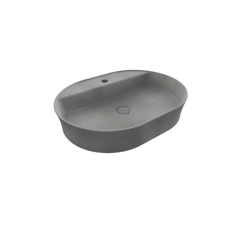 Bocchi Sottile Slim Line Oval Batarya Banklı Lavabo 60x45 cm Mat Beton