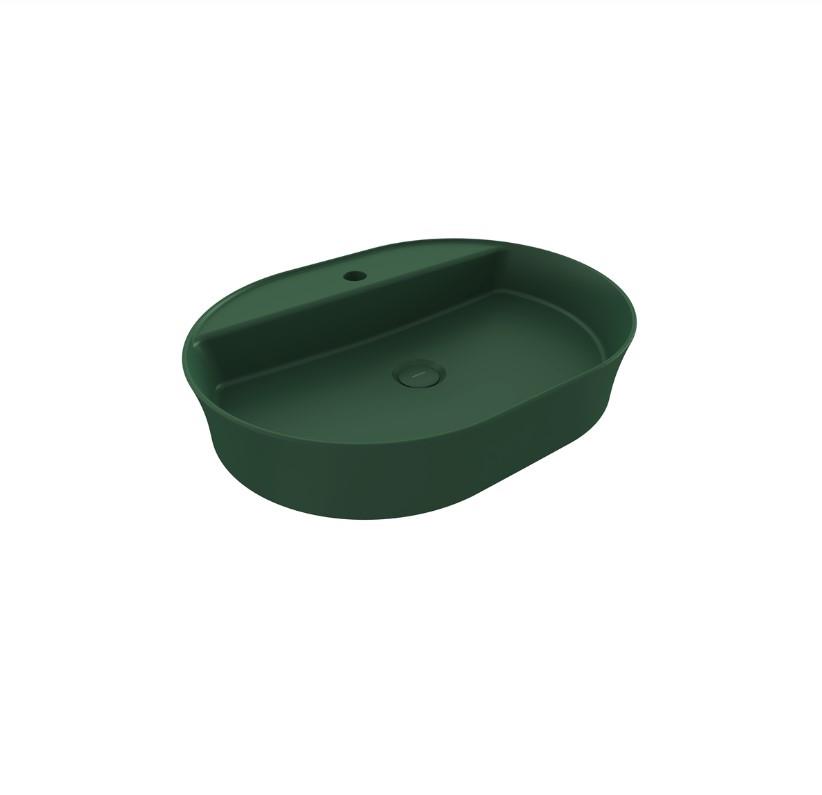 Bocchi Sottile Slim Line Oval Batarya Banklı Lavabo 60x45 cm Mat Yeşil