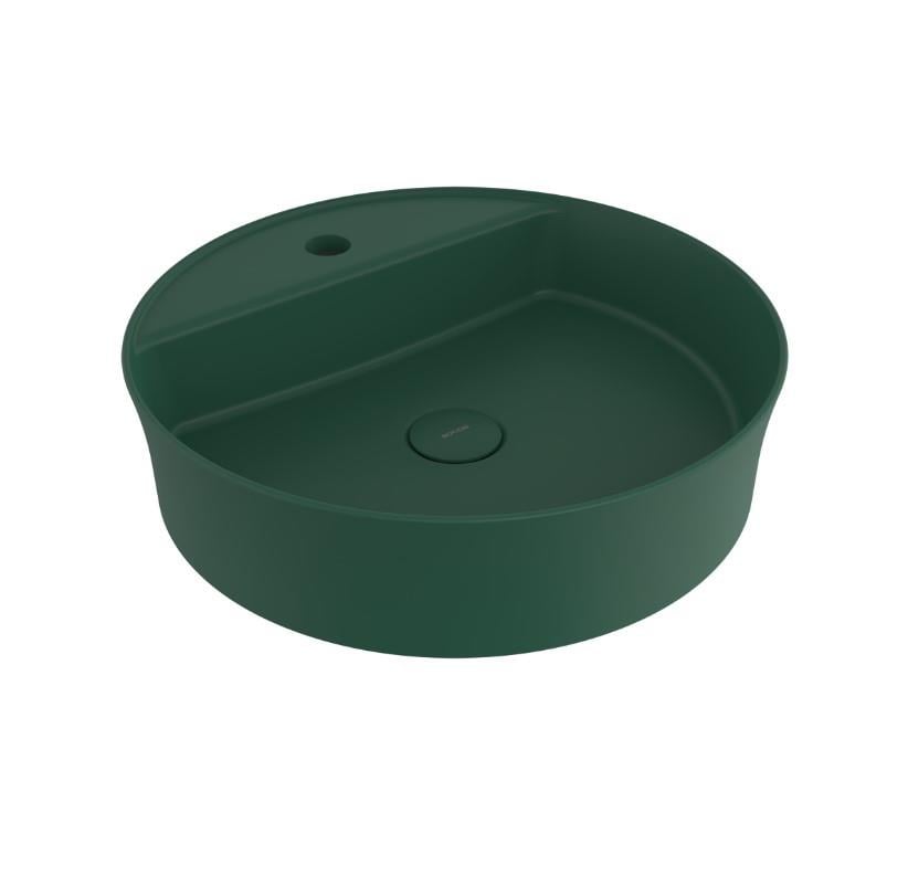Bocchi Sottile Slim Line Yuvarlak Batarya Banklı Lavabo 45 cm Mat Yeşil