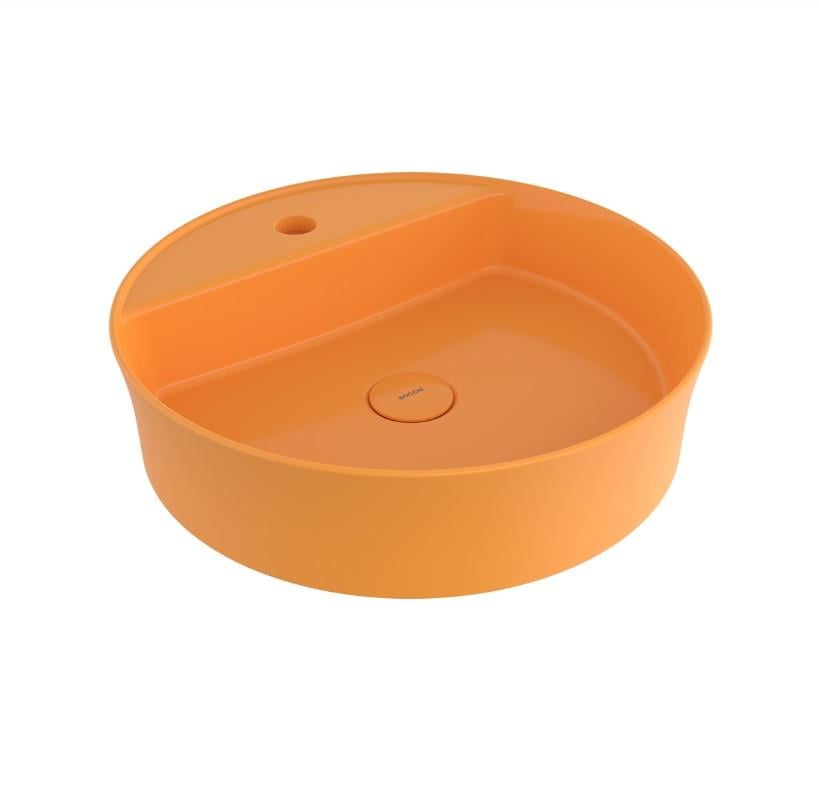 Bocchi Sottile Slim Line Yuvarlak Batarya Banklı Lavabo 45 cm P.Mandalina Sarısı
