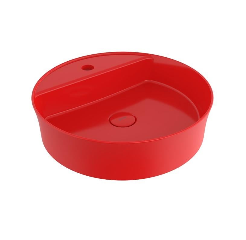 Bocchi Sottile Slim Line Yuvarlak Batarya Banklı Lavabo 45 cm Parlak Kırnızı