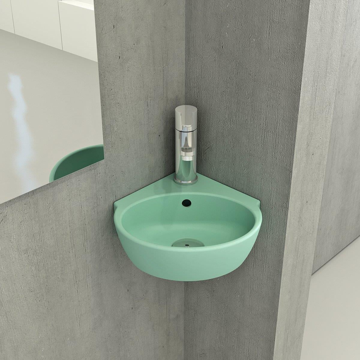 Bocchi Taormina Arch Köşe Lavabo 30 cm Mat Mint Yeşil