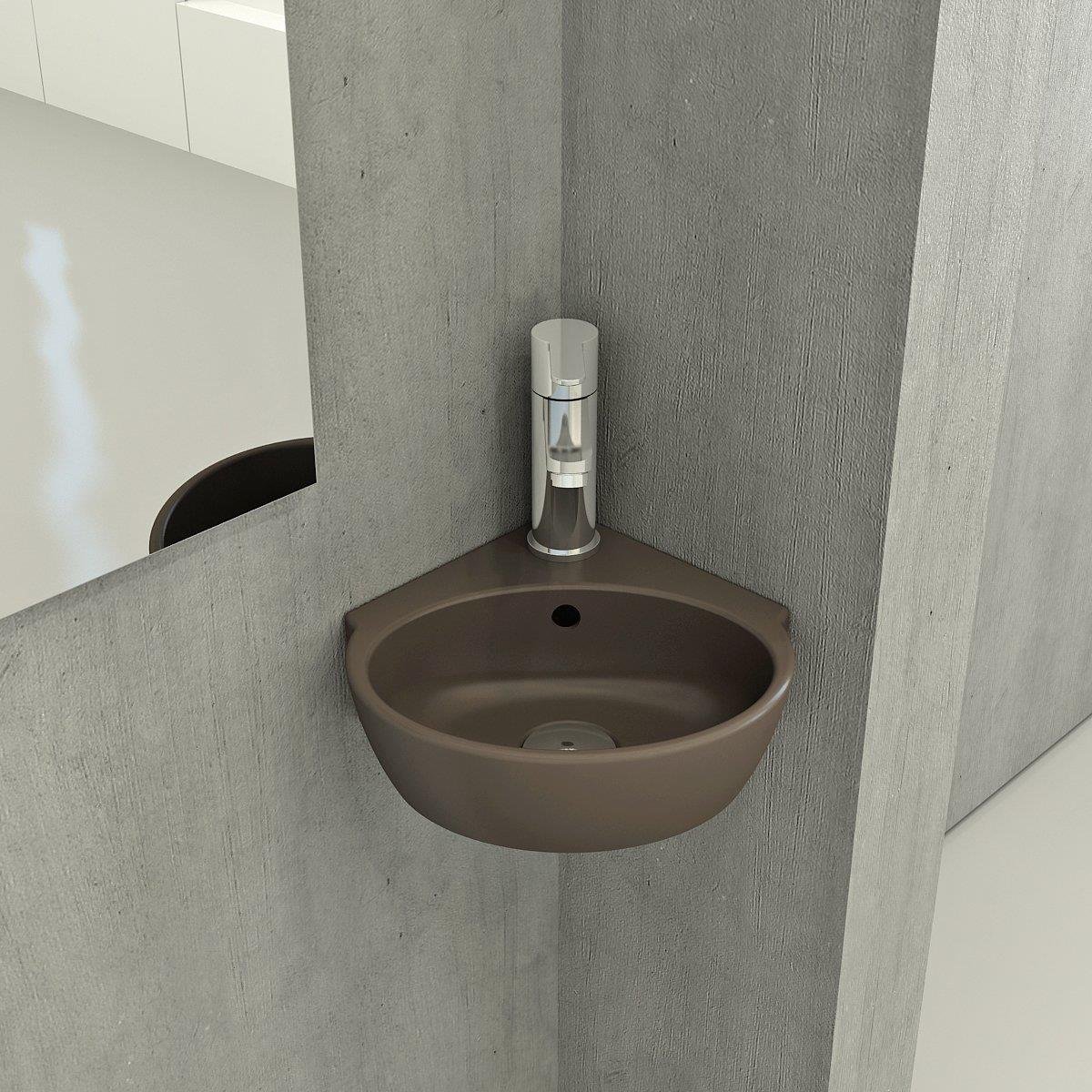 Bocchi Taormina Arch Köşe Lavabo 30 cm Mat Kahve
