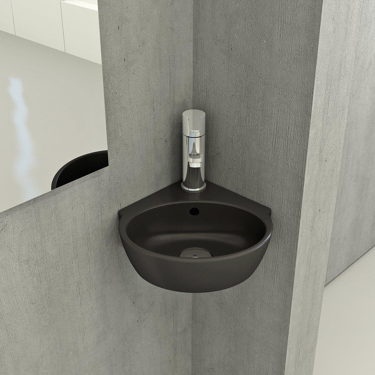 Bocchi Taormina Arch Köşe Lavabo 30 cm Mat Siyah