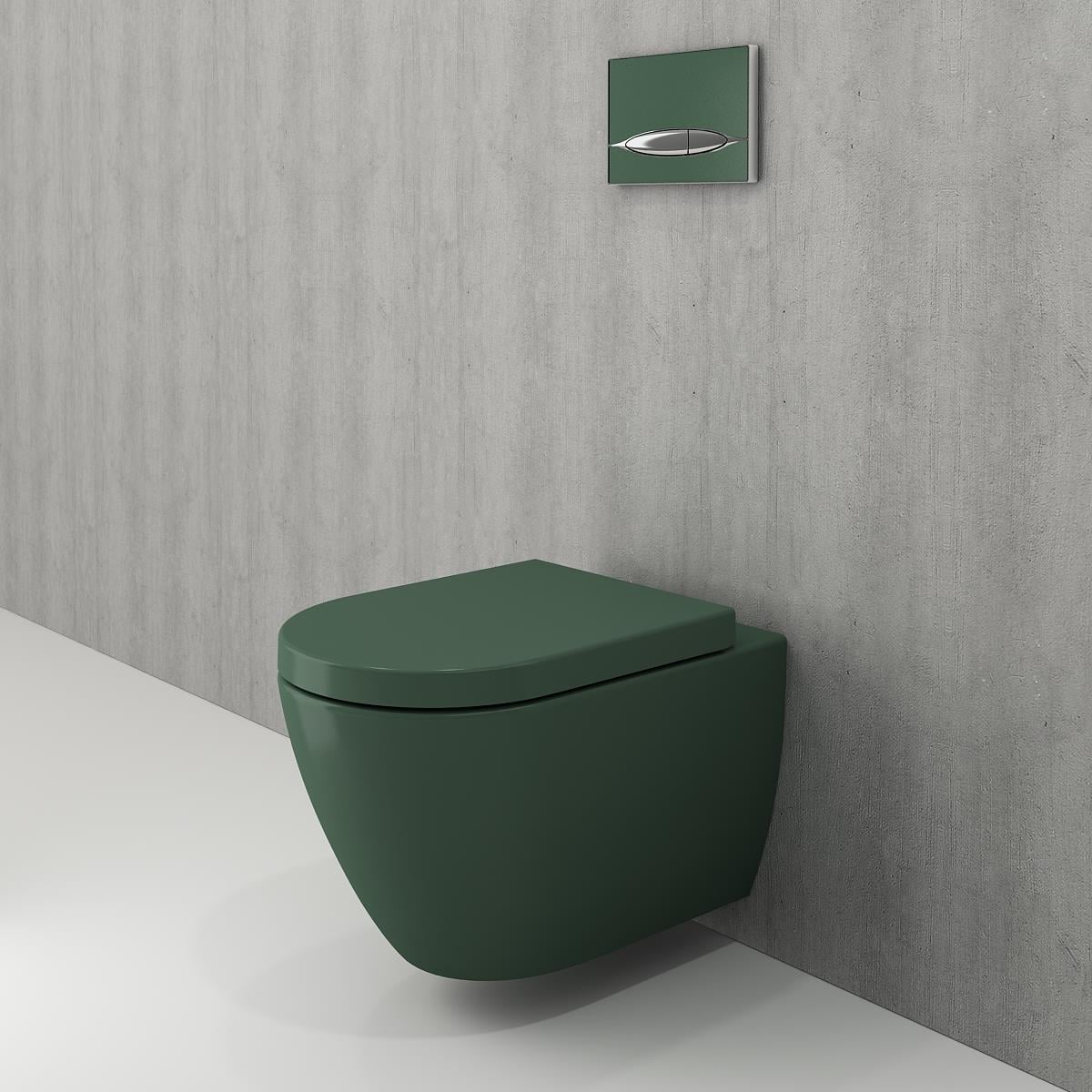 Bocchi Venezia Rimless Asma Klozet ve Kapağı Mat Yeşil