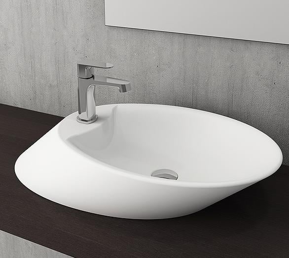Bocchi Vessel Batarya Banklı Çanak Lavabo 70 cm Mat Beyaz 