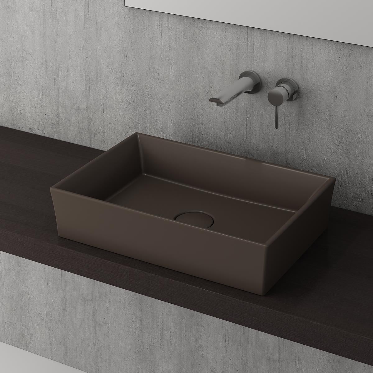 Bocchi Vessel Dikdörtgen Lavabo 56x38 cm Mat Kahve