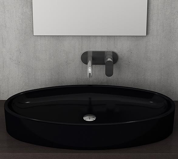 Bocchi Vessel Elips Çanak Lavabo 85 cm Parlak Siyah