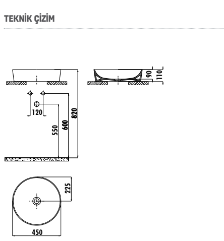 Creavit Ø 45 cm Ultra Setüstü Lavabo