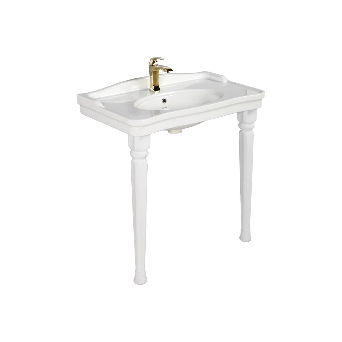 CREAVİT Antik Etajerli Lavabo 100 cm ve Antik Konsol Ayak
