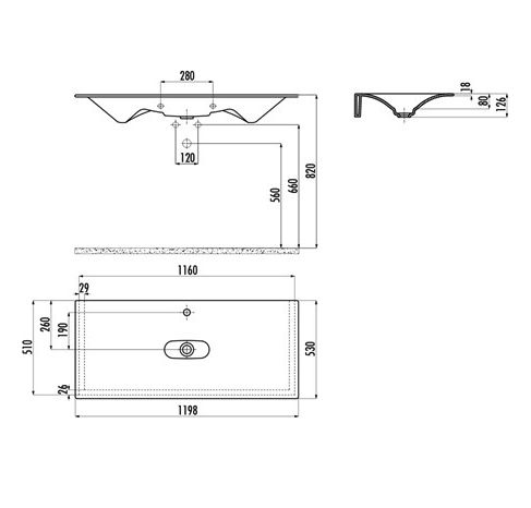 Creavit Dp120 Drop Dolap Uyumlu Lavabo 120 cm Beyaz