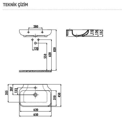CREAVİT FE065 Free Setüstü Lavabo 45X65 cm Beyaz