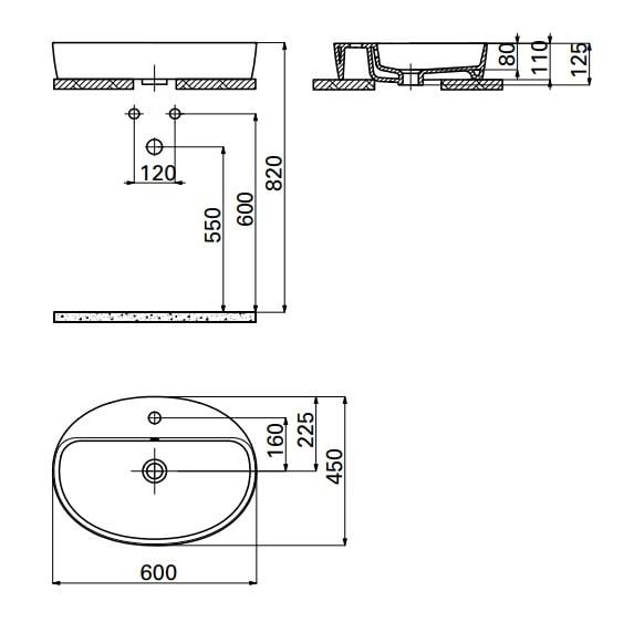 Creavit LP161 Loop Oval Çanak Lavabo 40x60 cm