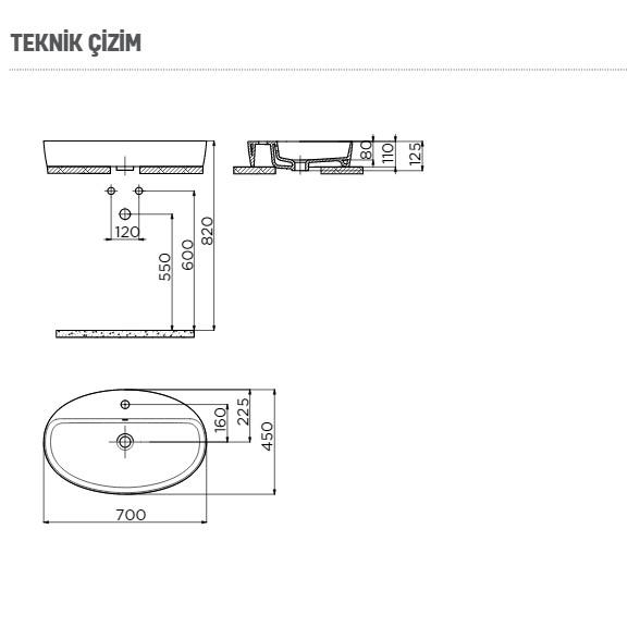 CREAVİT LP171 Loop Oval Çanak Lavabo 40x70 cm
