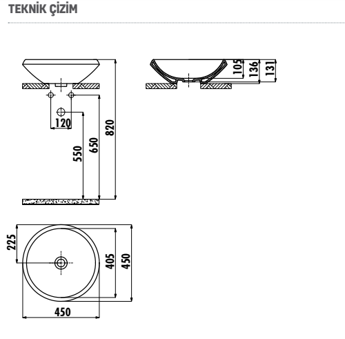 Creavit MN045 Mono Ø 45 cm Setüstü Lavabo