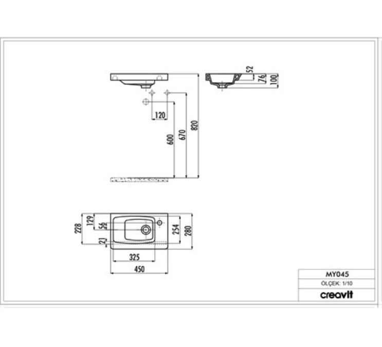 CREAVİT MY045 Memory 45 cm Lavabo