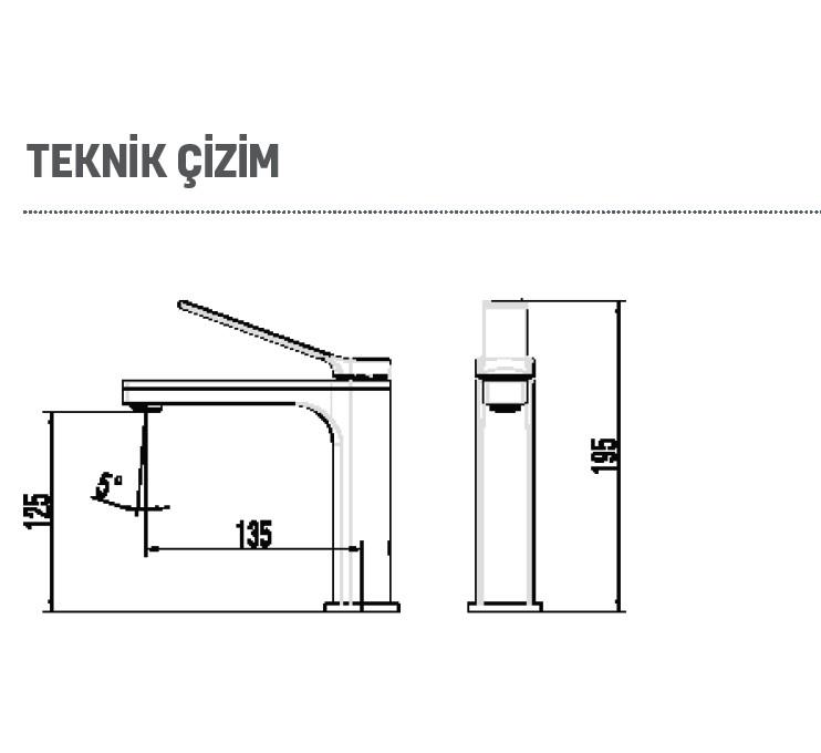 Creavit RT1500GR Ritmo Lavabo Bataryası Metalik Gri