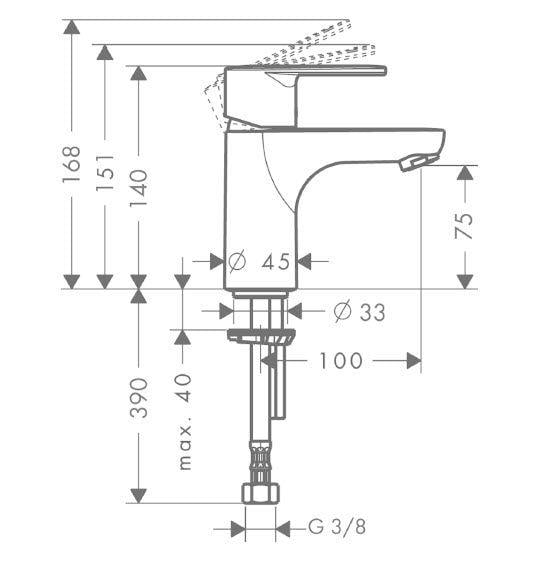 Hangrohe Talis E2 Tek Kollu Lavabo Bataryası Sifon Kumanda Seti DN15