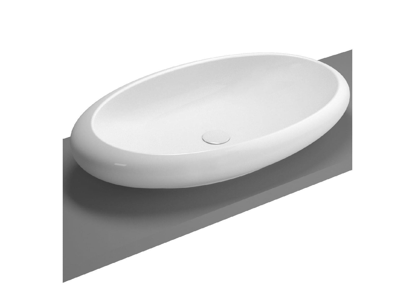 İstanbul Oval çanak lavabo, 85 cm Armatür deliksiz Beyaz