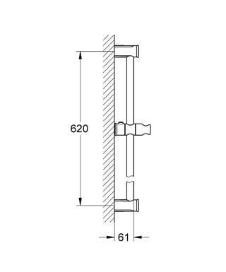 New Tempesta Rustic Duş sürgüsü, 600 mm Krom
