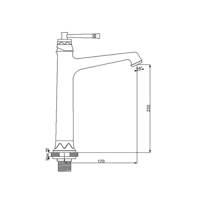 NEWARC PERA ÇANAK TİPİ LAVABO BATARYASI PARLAK BAKIR