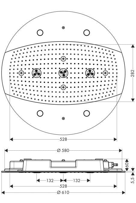 Raindance Rainmaker Ø 600 mm Işıklı Krom