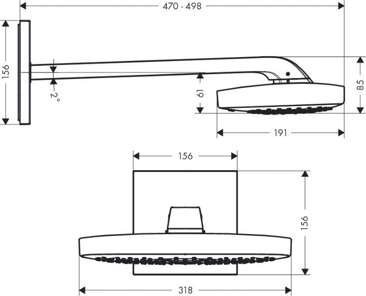 Raindance Select E 300 3 Jet Tepe Duşu Duvardan Krom