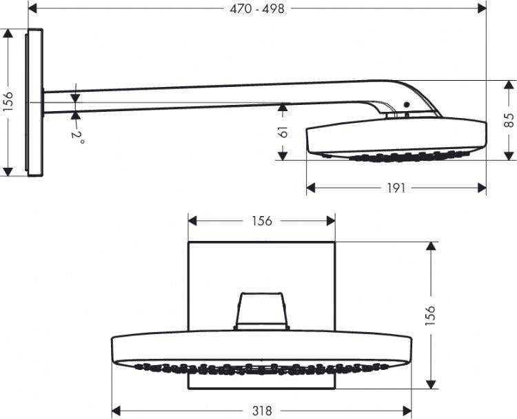 Raindance Select E 300 3 Jet Tepe Duşu Duvardan Beyaz Krom