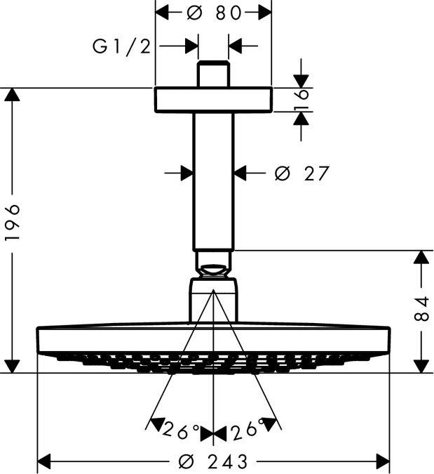 Raindance Select S 240 2 Jet Tepe Duşu Tavandan Beyaz Krom