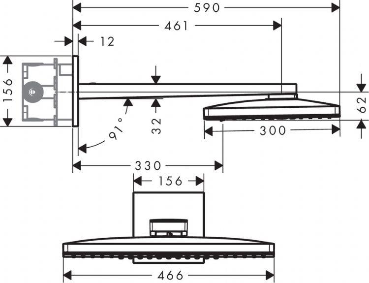 RAİNMARKER SELECT 460 3 JET TEPE DUŞU DİRSEK İLE BEYAZ KROM