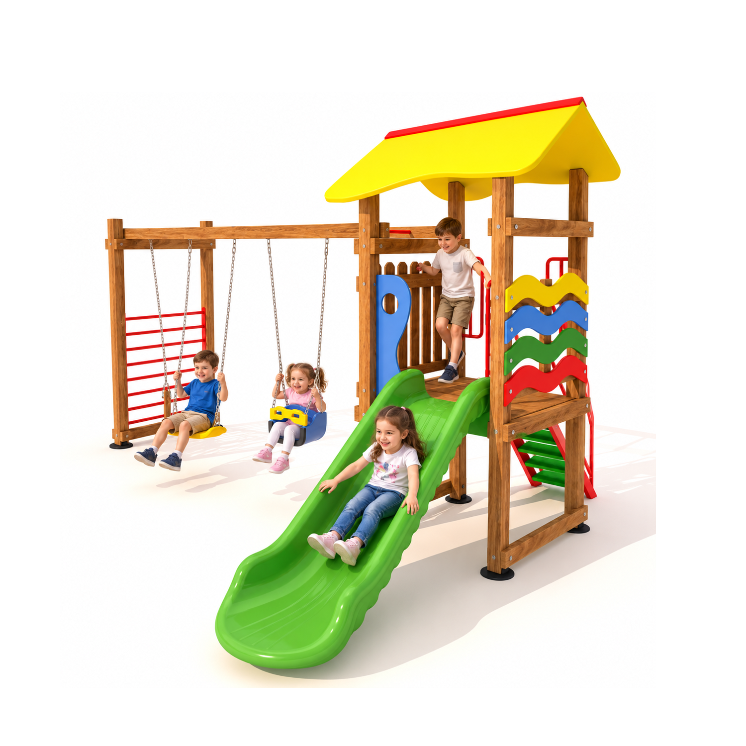Wooden Outdoor Playground – SG04 | With Three Swings