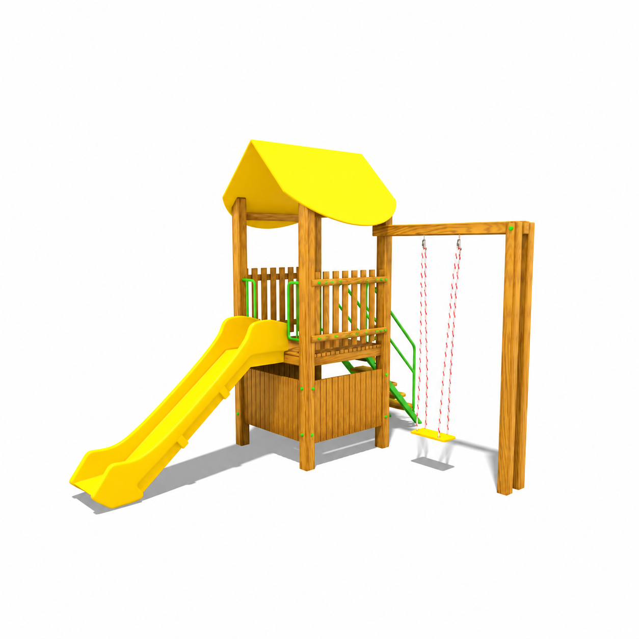 Ahşap Çocuk Oyun Parkı SG09, Bir Kaydırak Tek Salıncaklı Model