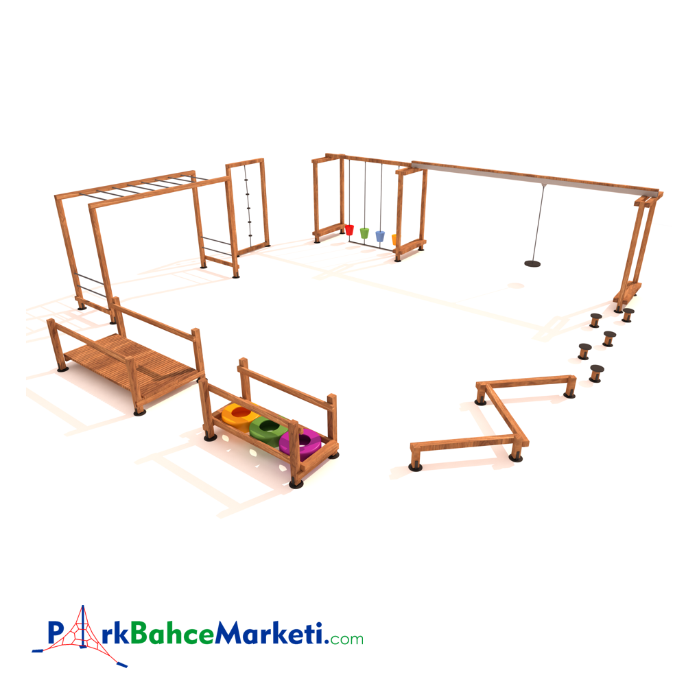 Ahşap Çocuk Oyun Parkuru 8x8m