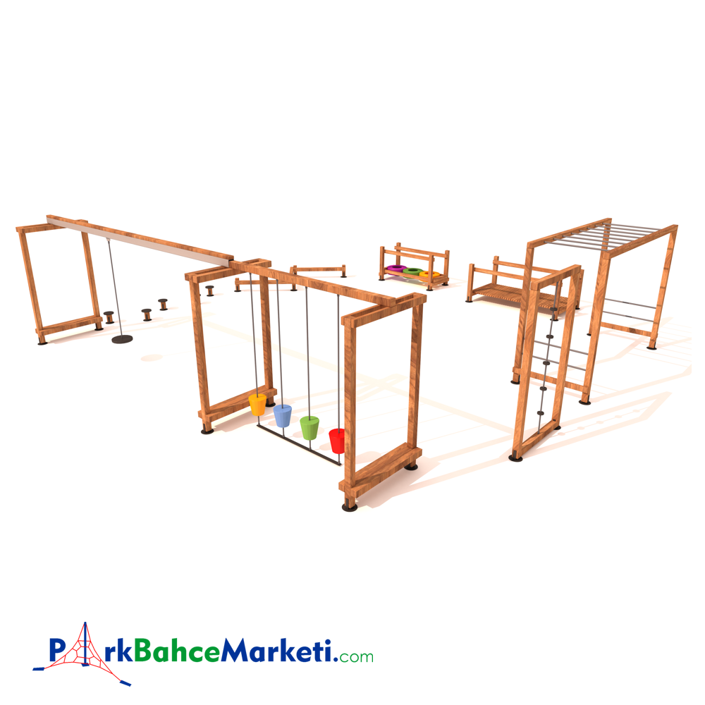 Ahşap Çocuk Oyun Parkuru 8x8m
