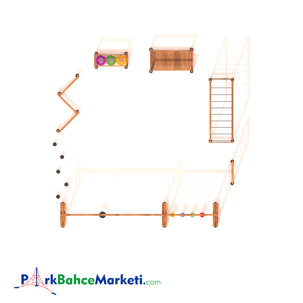 Ahşap Çocuk Oyun Parkuru 8x8m