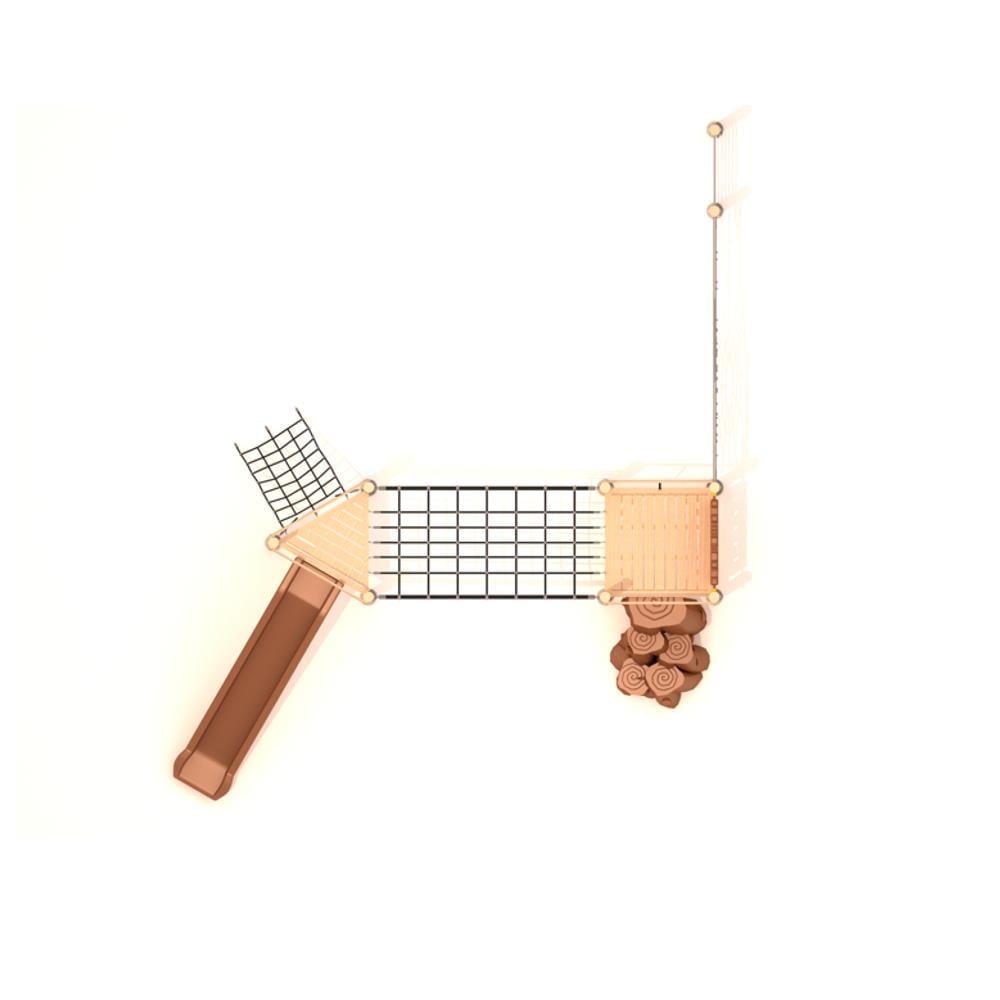 Ahşap Çocuk Parkı, İki Kuleli Halat Köprülü, Ağ Tıranmalı, Ahşap Oyun Parkı