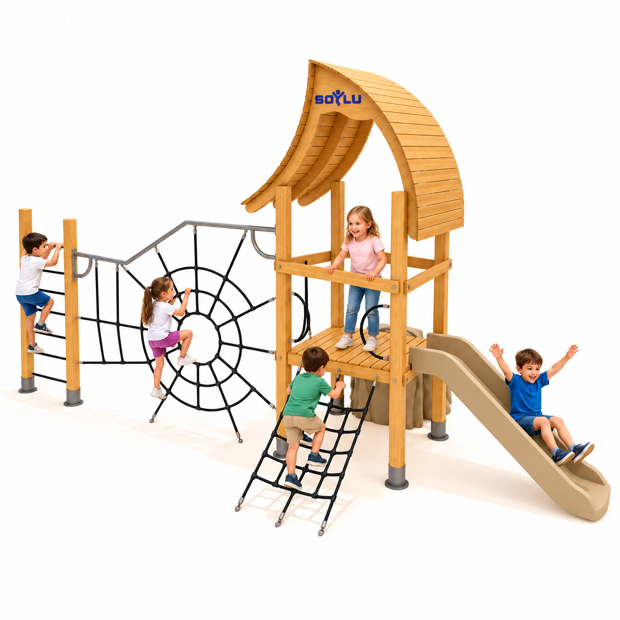 Ahşap Çocuk Parkı SG201, Ağ Tırmanmalı Model
