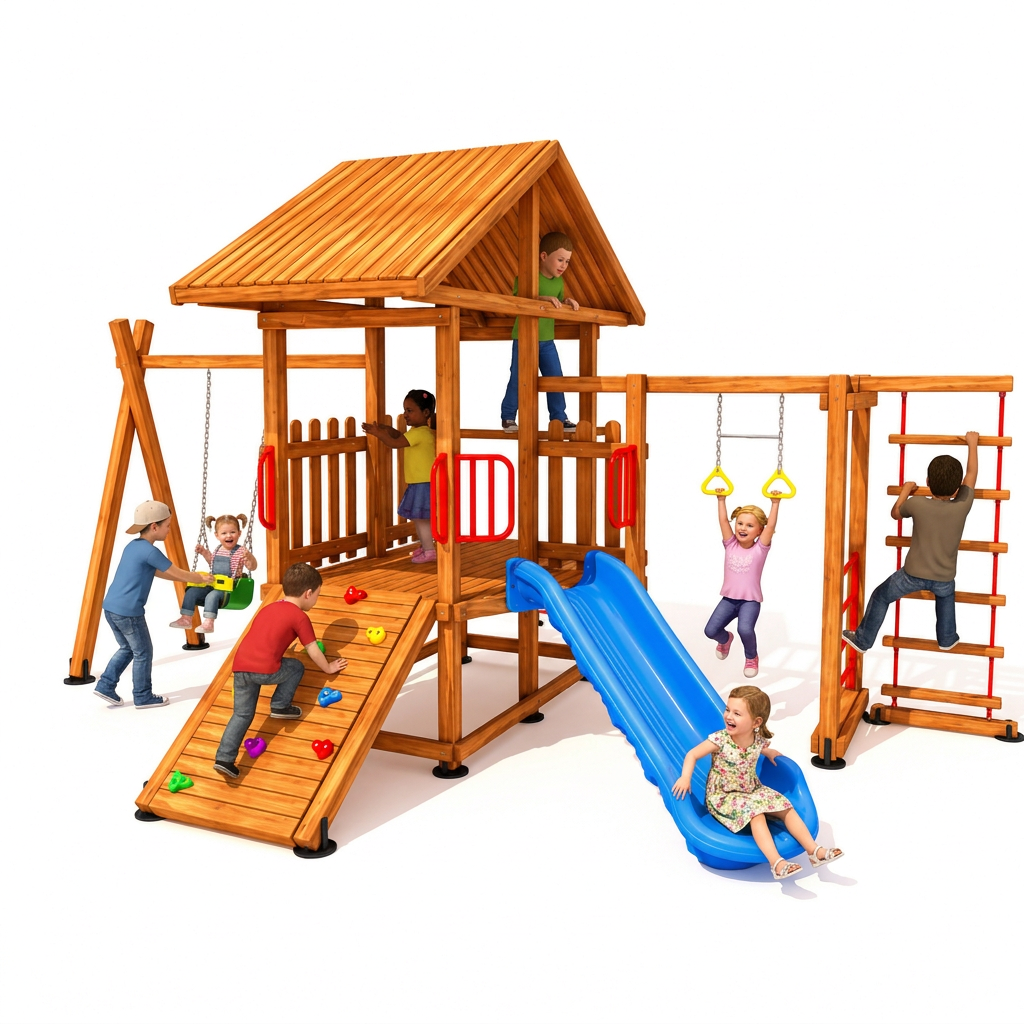 Ahşap Çocuk Parkı SGT106, Tırmanma Aktiviteli Model