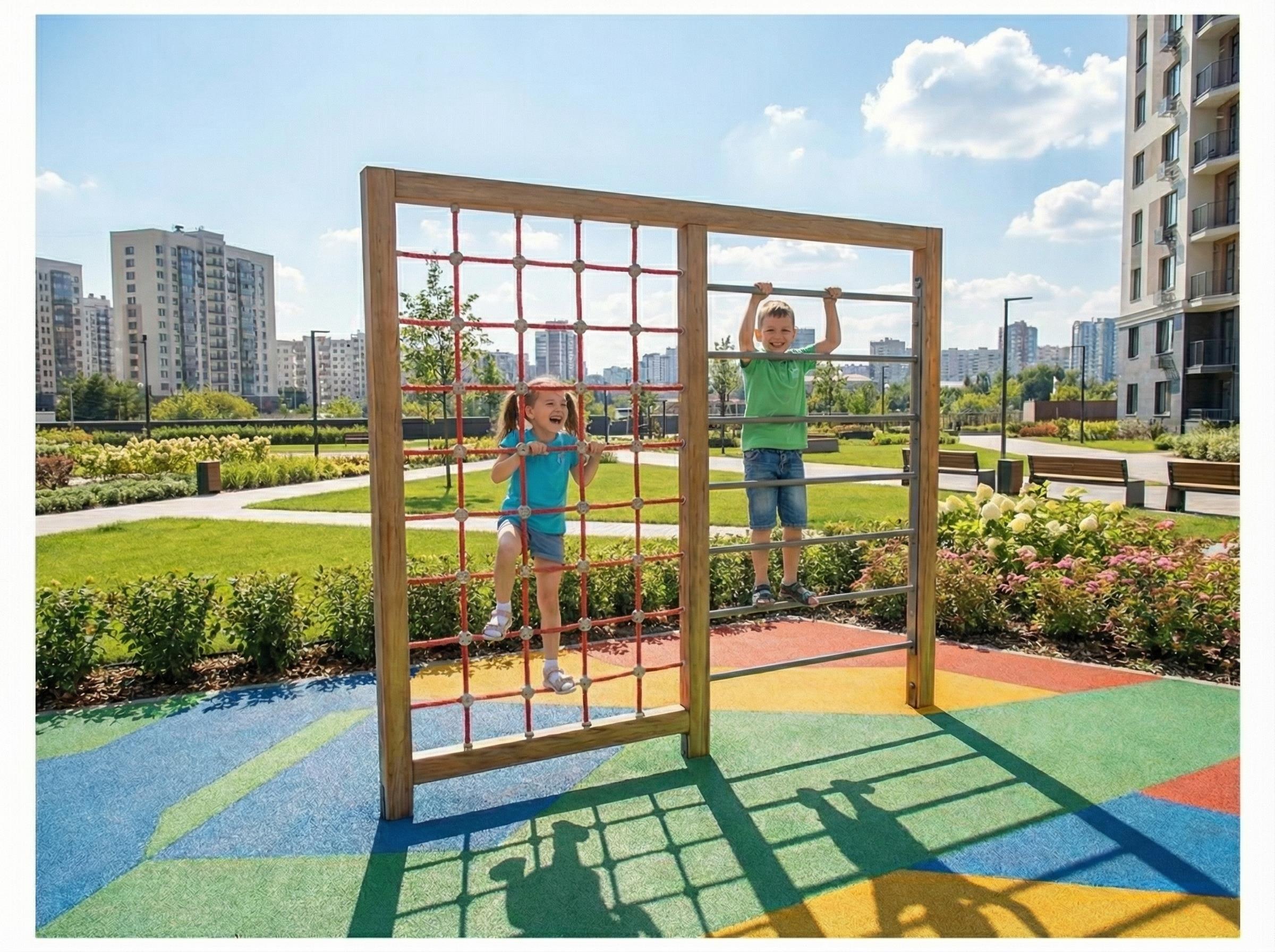 Ahşap Çocuk Tırmanma Ünitesi SG29 – Halatlı Aktivite Alanı