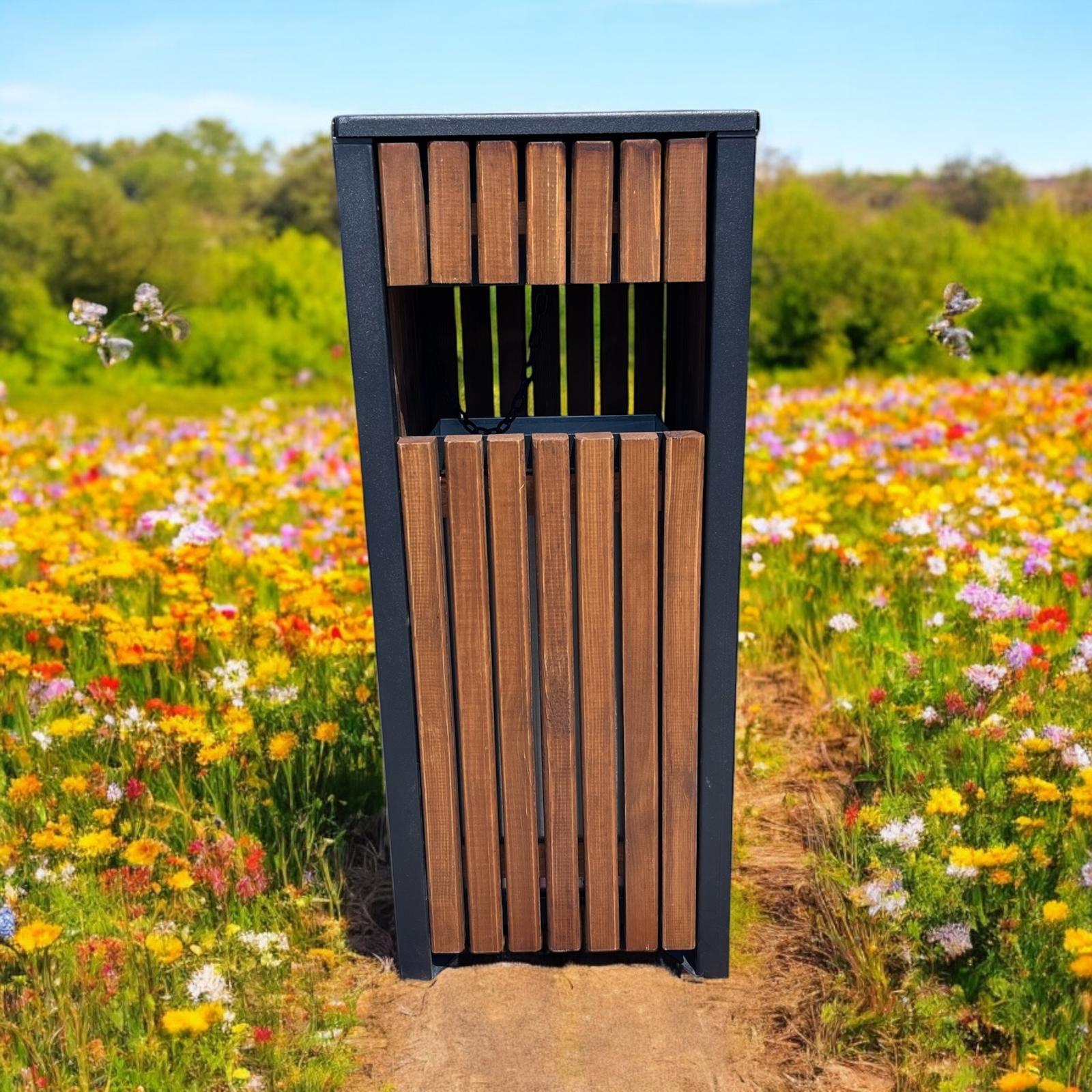 Ahşap Çöp Kovası 28l Kare 31x70cm