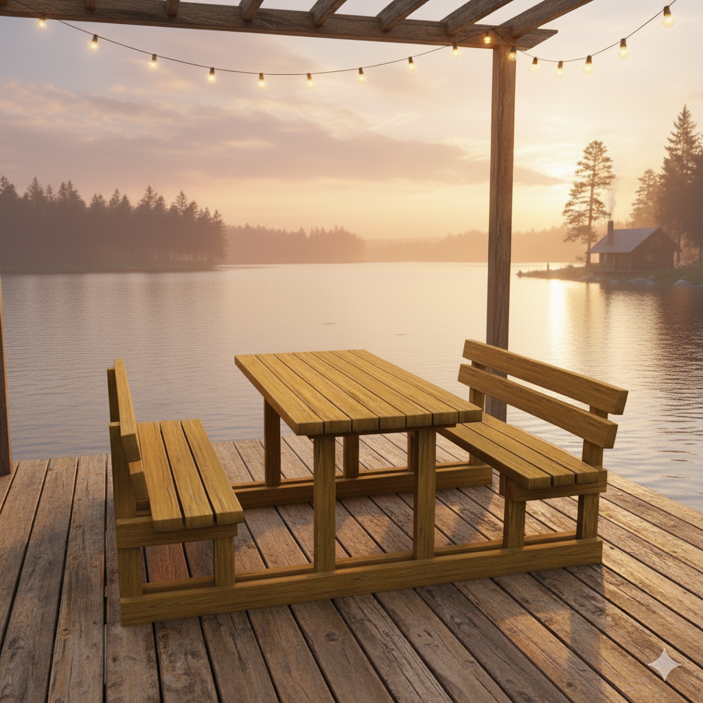 Wooden Picnic Table with Backrest, 170 cm