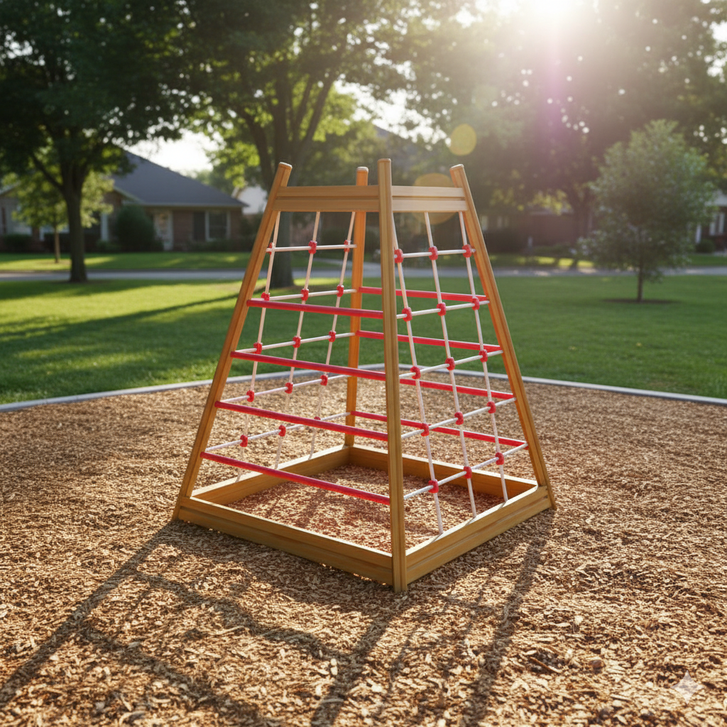 Wooden Climbing Frame – IPT01 | Rope and Ladder Play Element