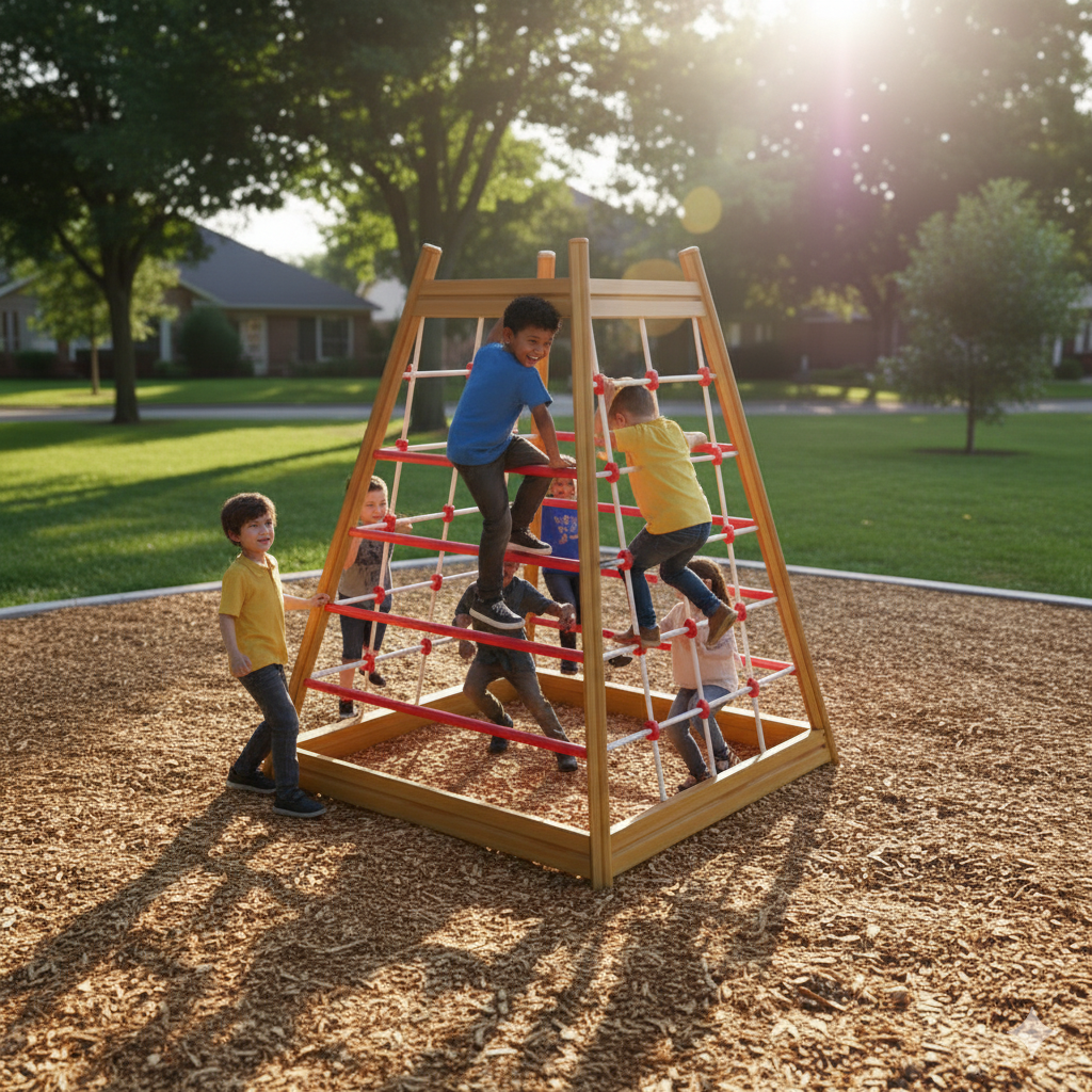 Wooden Climbing Frame – IPT01 | Rope and Ladder Play Element