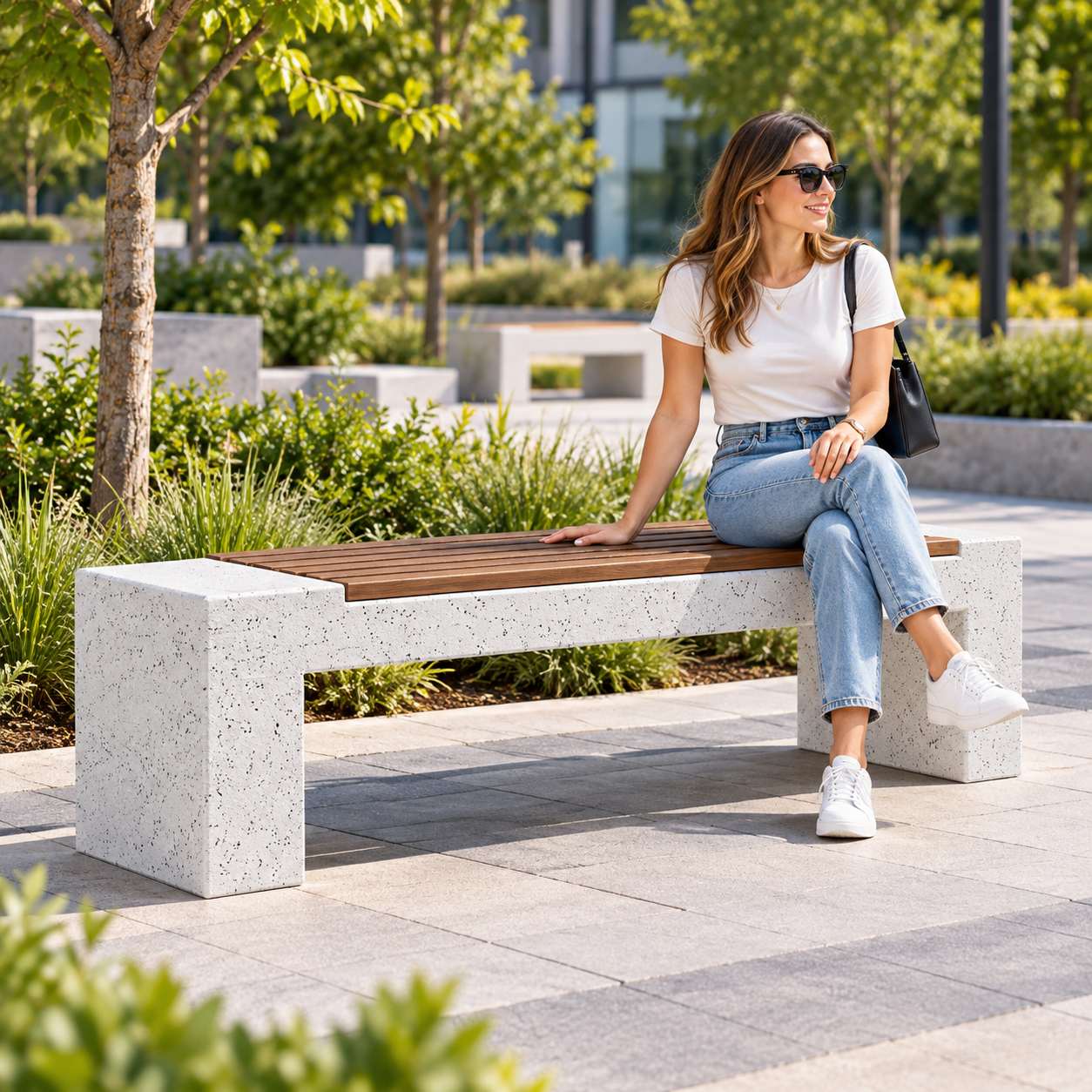 Beton Oturma Bankı KMT-100AH Ahşaplı Model