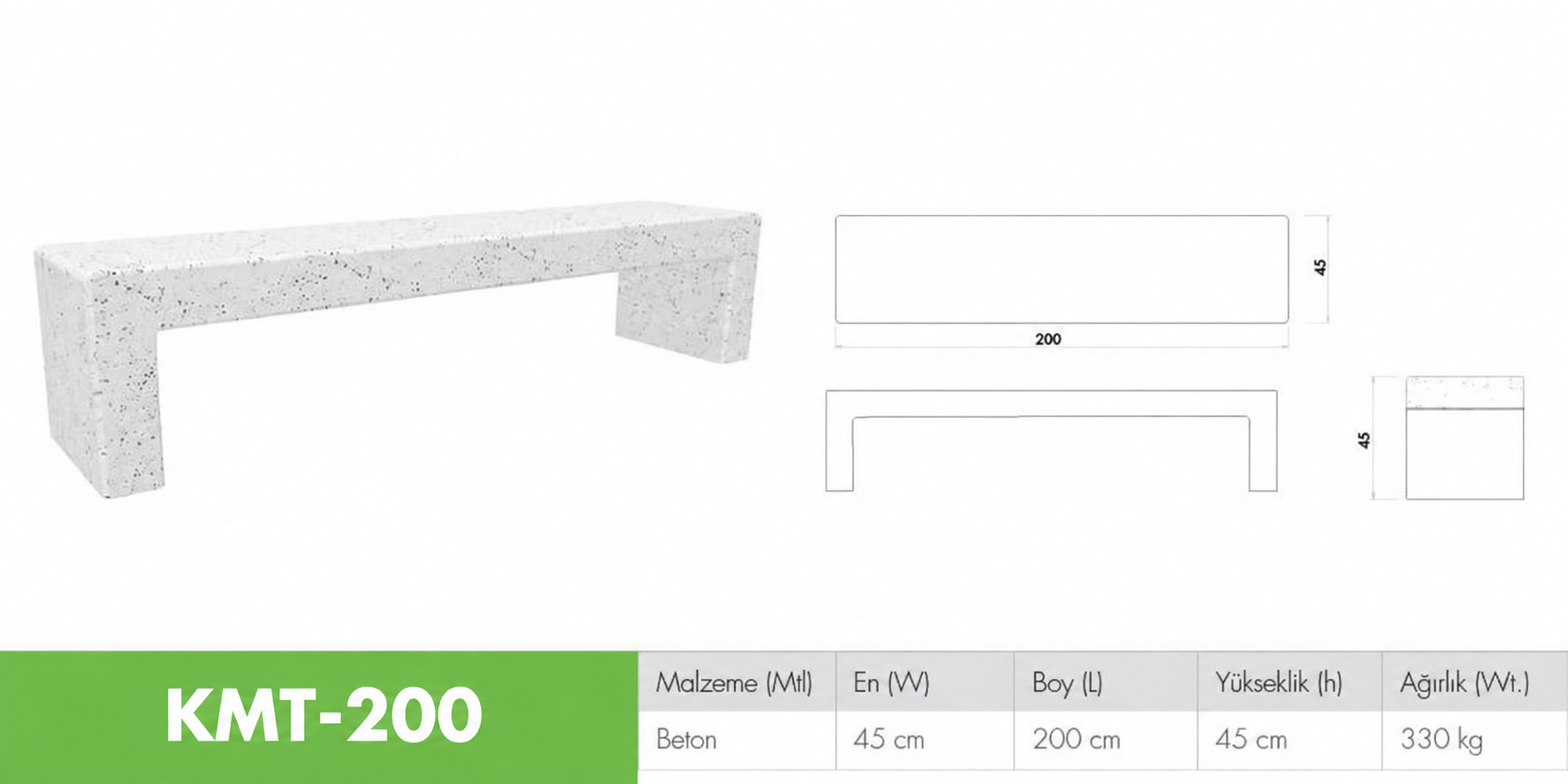 Beton Oturma Bankı KMT-200 Modeli