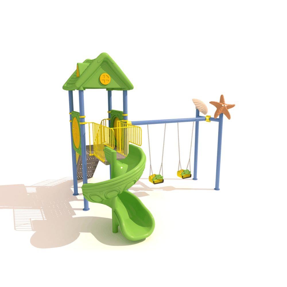 Bir Kaydıraklı Çocuk Oyun Parkı - Deniz Kabuğu ve Deniz Yıldızı Figürlü