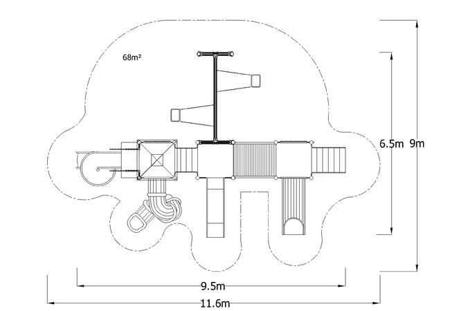 Bir Kuleli Dört Kaydıraklı İkili Salıncaklı Çocuk Oyun Parkı